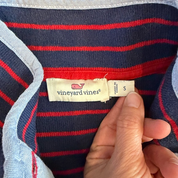 Vineyard Vines Navy and Red Striped Polo long sleeve - Picture 14 of 16